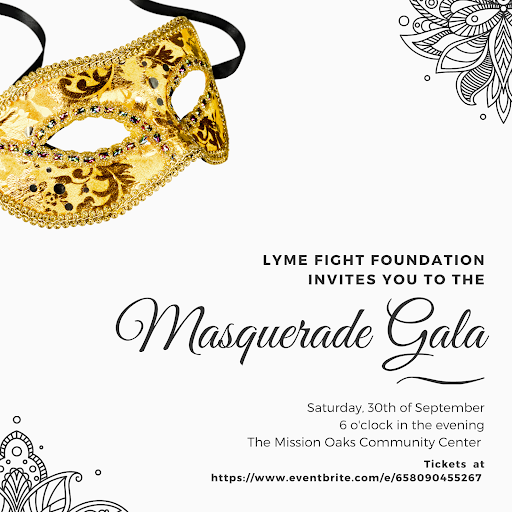 flyer with a golden mask advertising a masquerade gala